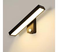 DAXGD Aplique de pared LED Exterior con Sensor de Movimiento, 21W Moderno Lámpara de Pared Exterior 350° Giratorio, IP65 Luz LED Negro para Terraza, Jardín, Garaje, Patio, Blanco Calido 3000K