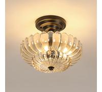 DAXGD Colgante de Flor Retro en Vidrio Vintage, Lámpara de Techo con Montaje para Loft, Lámpara Colgante Decorativa para Restaurante, Café, Mesita de Noche, Sin Bombilla