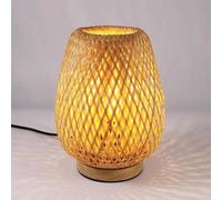 DAXGD Lámpara de Mesa Interior, lámpara de Escritorio de bambú Retro E27, luz Nocturna Hecha a Mano Bohemia para Dormitorio, Sala de Estar, habitación de niños