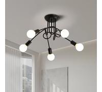 DAXGD Lámpara de Techo Industrial Vintage, 5 Luces E27 Lamparas de Techo de Metal, Negro Lámparas de Araña E27 para Salón Dormitorio Cocina Comedor Pasillo (Bombillas no incluidas)