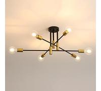DAXGD Lámpara de Techo Industrial Vintage, 6 Luces E27 Lamparas de Techo de Metal, Negro Lámparas de Araña E27 para Salón Dormitorio Cocina Comedor Pasillo (Bombillas no incluidas)