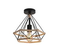 DAXGD Lámpara de Techo Vintage, Plafon Techo Retro de jaula de cuerda, Lámparas de Araña Industrial E27 para dormitorio, cocina, salón (Sin Bombilla)