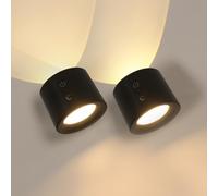 DAXGD Lámpara LED Inalámbrica Recargable con Touch Batería 1800mAh, Giratoria 360°, Luminosidad Ajustable, USB-C para Dormitorio y Mesita de Noche, Pack de 2