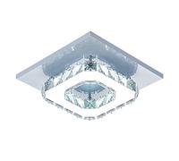 DAXGD Lámparas de techo LED, Plafón Techo Led de cristal Espejo Acero Inoxidable, Lámpara Cristal Moderna 12W 5500K para Baño Cocina Dormitorio. Luz blanca fría, dia 20 cm