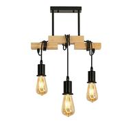 DAXGD Lamparas Techo Colgantes Vintage, Iluminación Colgante Retro Madera y Metal, E27 Lamparas Techo para Cocina Comedor Sala de Estar, 3 Bombillas no Incluidas, Max 60W