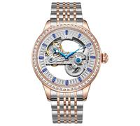 DAXIAOYU Fashion Trend - Reloj de pulsera mecánico con esfera de circonita, correa de acero inoxidable, resistente al agua, deportivo, de lujo, automático, para hombre, Oro rosado, Lujoso