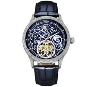 DAXIAOYU Reloj de pulsera automático Tourbillon con esfera de cielo estrellado brillante para hombre, de lujo, luminoso, resistente al agua, reloj de pulsera automático, Azul, Moda