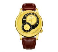 DAXIAOYU Reloj de pulsera mecánico automático militar deportivo masculino de lujo con caja dorada creativa para hombre, reloj mecánico elegante de cuero, Oro, Negocios