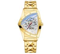 DAXIAOYU Reloj mecánico automático de acero inoxidable de lujo para hombre, diseño de triángulo, impermeable, luminoso, para negocios, Dorado, blanco, Lujo