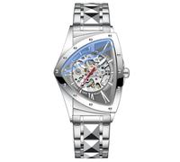 DAXIAOYU Reloj mecánico automático de acero inoxidable de lujo para hombre, diseño de triángulo, impermeable, luminoso, para negocios, Plata Gris, Lujo