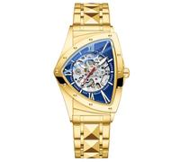 DAXIAOYU Reloj mecánico automático de acero inoxidable de lujo para hombre, diseño de triángulo, impermeable, luminoso, para negocios, Dorado Azul, Lujo