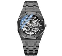 DAXIAOYU Reloj mecánico automático de esqueleto para hombre, esfera hueca, reloj deportivo de acero inoxidable, resistente al agua, relojes de negocios, Negro -, Negocios