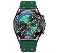 DAXIAOYU Reloj mecánico automático de negocios para hombre, multifunción, temporizador, esfera de 6 pines, calendario, reloj de pulsera luminoso de acero inoxidable, Correa de TPU, negro y verde
