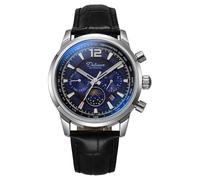 DAXIAOYU Reloj mecánico automático multifunción para hombre, impermeable, luminoso, de lujo, con visualización de calendario de semana, mes, reloj de pulsera de negocios, Plata Negro-Cuero, Lujo