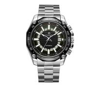 DAXIAOYU Reloj mecánico automático para hombre, de acero inoxidable, resistente al agua, manecillas luminosas, Plateado negro, Negocios