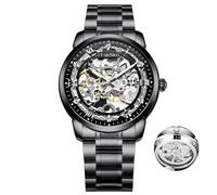 DAXIAOYU Reloj mecánico automático para hombre, resistente al agua, esfera tallada en 3D, reloj luminoso Relogio Masculino + caja, Negro -, Lujo