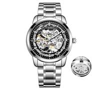 DAXIAOYU Reloj mecánico automático para hombre, resistente al agua, esfera tallada en 3D, reloj luminoso Relogio Masculino + caja, Negro -, Lujoso