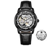 DAXIAOYU Reloj mecánico automático para hombre, resistente al agua, esfera tallada en 3D, reloj luminoso Relogio Masculino + caja, Negro -, Lujo