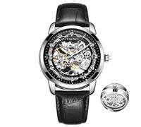 DAXIAOYU Reloj mecánico automático para hombre, resistente al agua, esfera tallada en 3D, reloj luminoso Relogio Masculino + caja, plateado, Lujoso