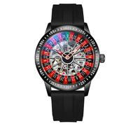 DAXIAOYU Reloj mecánico con esfera giratoria para hombre, diseño de esqueleto hueco, moderno, impermeable, luminoso, con personalidad, reloj de pulsera, silicona negra, Lujo