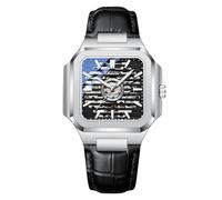 DAXIAOYU Reloj mecánico cuadrado para hombre, totalmente automático, de acero inoxidable, luminoso, impermeable, reloj de pulsera de negocios, Negro -, Lujo