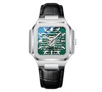 DAXIAOYU Reloj mecánico cuadrado para hombre, totalmente automático, de acero inoxidable, luminoso, impermeable, reloj de pulsera de negocios, Negro Verde, Lujo