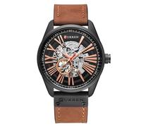 DAXIAOYU Reloj mecánico de esqueleto Tourbillon para hombre, automático, hueco, de cuero, automático, deportivo, resistente al agua, Marrón, Lujoso