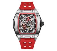 DAXIAOYU Reloj mecánico mecánico con forma de barril de vino para hombre, de lujo, luminoso, impermeable, moderno, creativo, para deportes y negocios, Rojo -, Lujoso