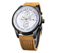 DAXIAOYU Reloj mecánico para hombre, correa de piel auténtica, reloj militar automático, analógico, fecha, reloj casual para hombre, resistente al agua, Jardín Blanco/Opulento
