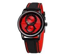 DAXIAOYU Reloj mecánico para hombre, correa de silicona, reloj de pulsera militar automático para hombre, a la moda, negocios, cuerda manual, casual, impermeable, Rojo -