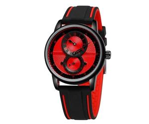 DAXIAOYU Reloj mecánico para hombre, correa de silicona, reloj de pulsera militar automático para hombre, a la moda, negocios, cuerda manual, casual, impermeable, Rojo -