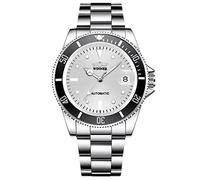 DAXIAOYU Reloj mecánico para hombre, cuerda manual, reloj de pulsera de acero inoxidable de 20 mm, estilo militar, blanco, pulsera