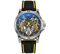 DAXIAOYU Reloj mecánico Tourbillon con personalidad totalmente automático para hombre, diseño de araña de esqueleto hueco, reloj conceptual de agujero de gusano, impermeable, luminoso, moderno,