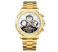 DAXIAOYU Relojes mecánicos automáticos para hombre Super Grand Moonphase Hollow Tourbillon Reloj de pulsera de acero inoxidable con fecha y fecha de la tierra, Holographic Triangles, Lujoso
