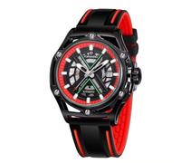 DAXIAOYU Yellow Robot X Design - Reloj mecánico automático con correa de goma transparente para hombre, Rojo -, Negocios