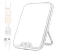 Daxing Lámpara SAD, lámpara de terapia de luz SAD de 10000 lux para depresión, luz SAD con 3 temperaturas de color, brillo ajustable, 4 ajustes de temporizador, tamaño compacto, lámpara de luz diurna