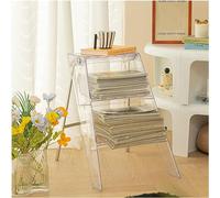 DAXUESEH Escalera Acrílica De Tres Peldaños Taburete De Escalera Portátil Escalera Multifuncional para El Hogar Nórdico Taburete Plegable Transparente Escalera Antideslizante con Pedal De Biblioteca
