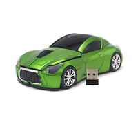 DAY DAY HAPPY Deportes Coche Mouse Ratón inalámbrico Ratones de 2.4 GHz Ratones ópticos con Faros LED para PC Laptop (Green)