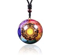 Day Day Up Collar con colgante de orgonita de chakras con cristales de energía de 7 chakras, para buena suerte, yoga, meditación, 3.6*1.8cm, Cristal, Ágata