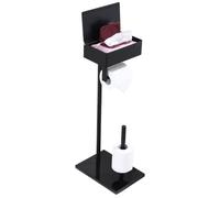 Day Moon Designs Soporte de Papel higiénico de pie con Estante, dispensador de Papel higiénico y toallitas Desechables y Almacenamiento para baño, Organizador de baño (Black)