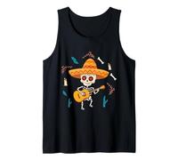 Day Of Dead Celebrate Dia De Los Muertos Guitarra Esqueleto Camiseta sin Mangas