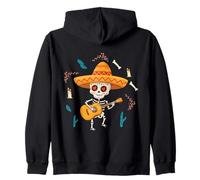 Day Of Dead Celebrate Dia De Los Muertos Guitarra Esqueleto Sudadera con Capucha