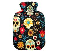 Day of Dead Skulls - Botellas de agua caliente con tapa suave, bolsa de agua caliente para compresas frías y calientes, tamaño mediano