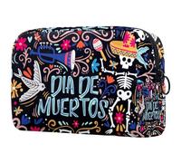 Day of The Dead - Bolsa de cosméticos para mujer, diseño de calavera de azúcar, bolsa organizadora grande con cremallera, multicolor, 18.5x7.5x13cm/7.3x3x5.1in, Neceser