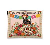 Day of the Dead Bombays Cats - Bolsa de maquillaje de calavera para mujer, organizador portátil pequeño de lona con cremallera, bolsa de aseo bohemia de 7 x 9 pulgadas