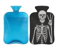 Day of The Dead - Botella de agua caliente con funda, bolsa de agua caliente de 2 litros para aliviar el dolor, cuello suave y hombros, calentador de pies y manos, compresa caliente y fría para