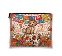 Day of the Dead Cockapoo Dog - Bolsa de maquillaje para mujer, bolsa de viaje para cosméticos de calavera para mujer, organizador portátil de lona con cremallera, bolsa de aseo bohemia de 7 x 9