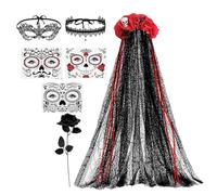 Day of the Dead Costumes, For Women Halloween Gothic Bridal Decoration | Adulto, Day Of The Dead Veil Set,For Masquerade Party Cosplay Carnival Performance Photography