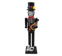 Day of The Dead Nutcracker - Figura de Escritorio de Madera de 14 Pulgadas con Gato, Ornamento estacional | Pantalla Decorativa de Halloween para Oficina en el hogar de los estantes de Abrigo