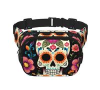 Day of The Dead - Riñonera de doble capa con diseño de calavera de azúcar, para hombres y mujeres, riñonera ajustable para viajes, senderismo, correr, ciclismo, festivales
